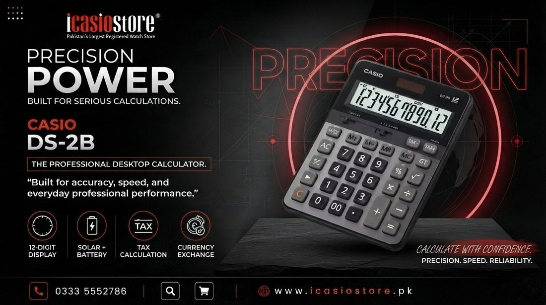 CASIO DS-2B desktop calculator for office and business calculations available in Pakistan from iCasioStore.pk