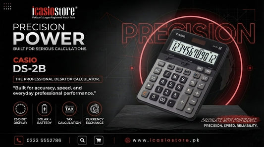 CASIO DS-2B desktop calculator for office and business calculations available in Pakistan from iCasioStore.pk